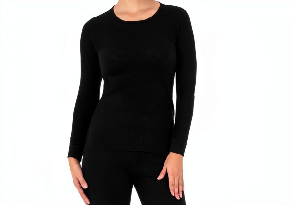 Womens Long Sleeve Crew Neck T-Shirt Soft Micro Waffle-4