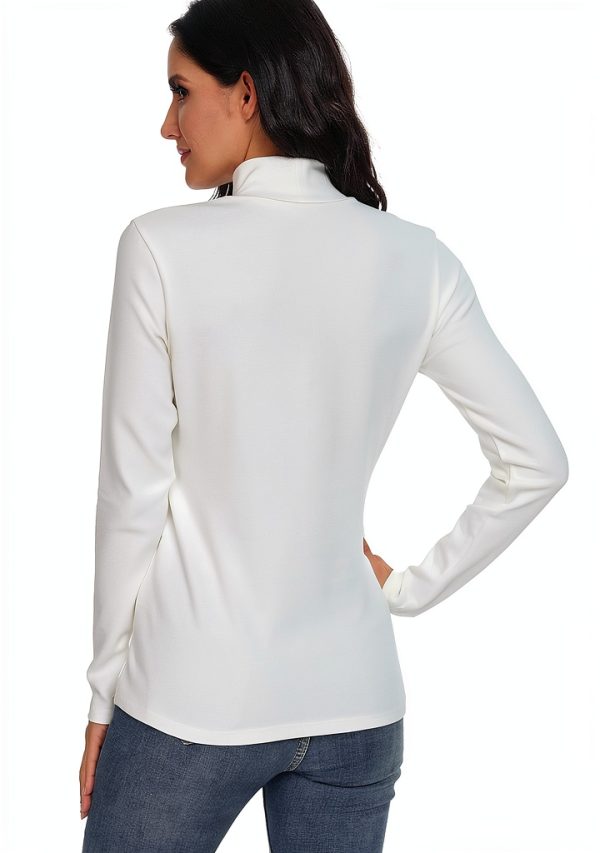 Womens Thermal Long Sleeve Mock Neck Cotton Spandex Top-2