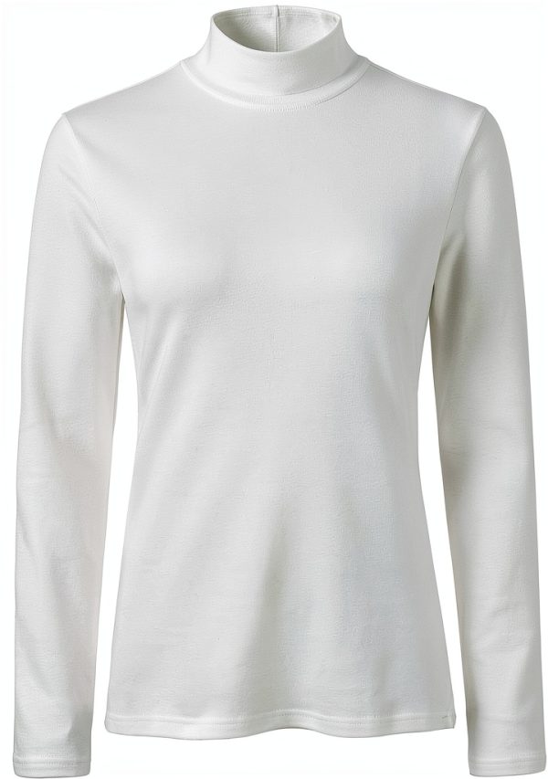Womens Thermal Long Sleeve Mock Neck Cotton Spandex Top-3