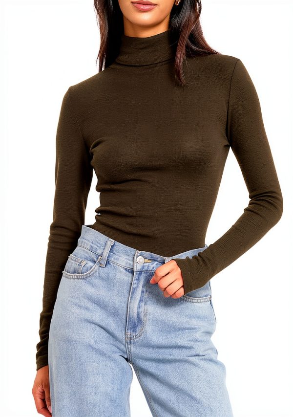 SUNBS Womens Turtleneck Long Sleeve Shirt Soft Stretch Fit-1