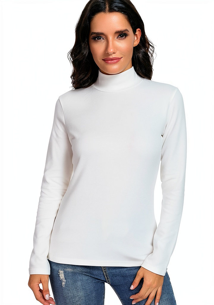 Womens thermal long sleeve top in light gray color