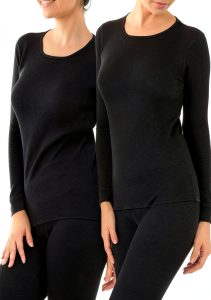 Womens Long Sleeve Crew Neck T-Shirt Soft Micro Waffle-0