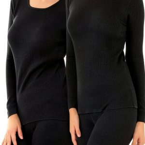 Womens Long Sleeve Crew Neck T-Shirt Soft Micro Waffle-0