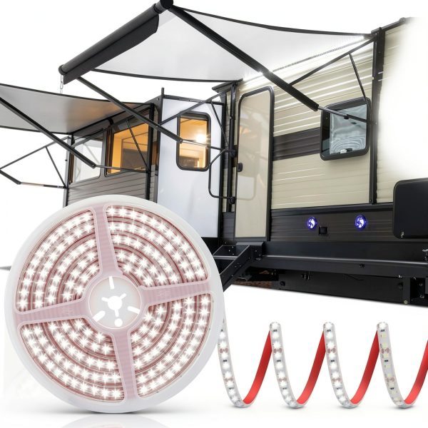 CCBASEBALL 20FT RV Awning LED Light Strip – Cuttable, Waterproof, 2835-0