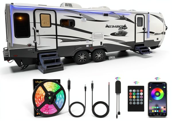 Vbakor Smart RV Awning LED Strip Light 20FT Multicolor Remote-0