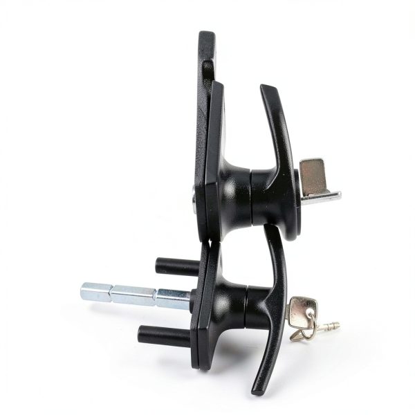 T-Handle Garage Door Lock Micro Trader Black 35mm Spigot 75mm Spindle-1