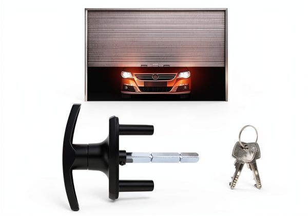 T-Handle Garage Door Lock Micro Trader Black 35mm Spigot 75mm Spindle-2
