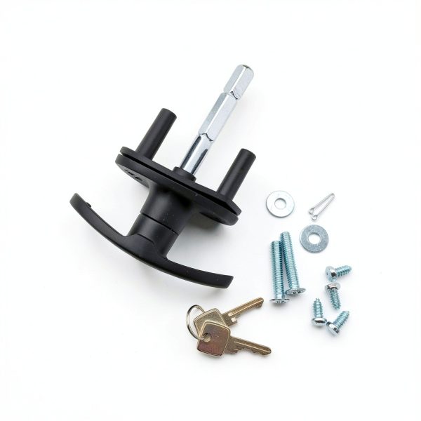 T-Handle Garage Door Lock Micro Trader Black 35mm Spigot 75mm Spindle-4