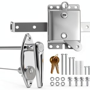 Garage Door Lock Kit Universal L-Handle Lock with Inside Side Latch Keys Garage Door Repair Parts Replacement Hardware Kit for Home Improvement-0