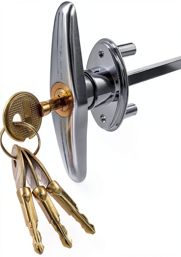 Garage Door T-Handle Lock with 4 Keys, T-Handle Universal Replacement Lock for Garage Camper Door, Silver-0