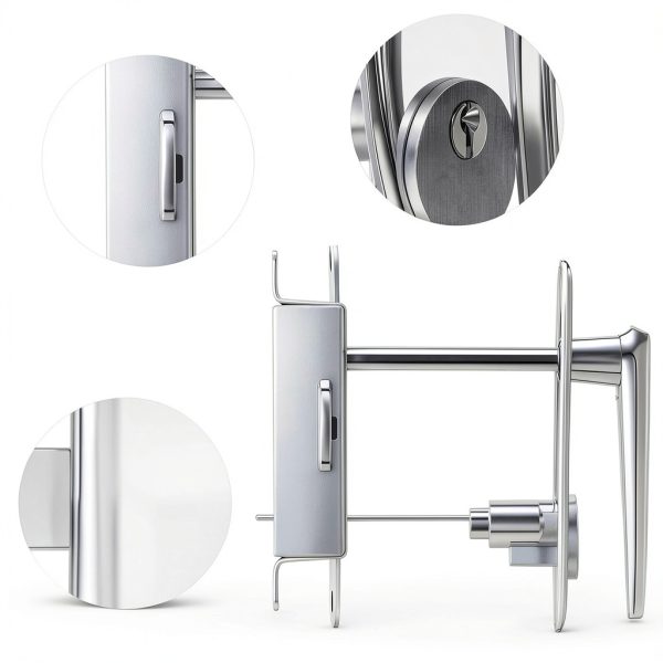 Garage Door Lock Kit Universal L-Handle Lock with Inside Side Latch Keys Garage Door Repair Parts Replacement Hardware Kit for Home Improvement-2